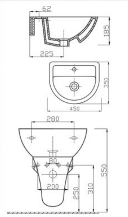 Proje Oval Lavabo Delikli - Görsel 2